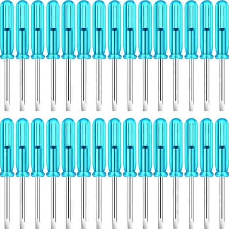100 pièces 2.0 Mm Mini Tournevis avec PoignéE Bleue pour Montres TéLéPhone Portable HDD CaméRa Ordinateur Outil de RéParation (Fente) (1/4)