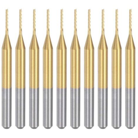 Fraises à graver en carbure de titane, 10 pièces, fraises CNC pour machine PCB, tige de 0,8 mm, revêtement en titane