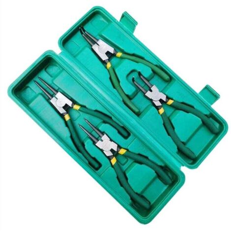 Jeu de pinces à circlips, 7 pouces, externes, internes, droites et coudées (1/4)