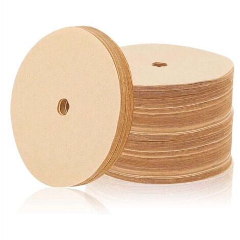 Lot de 400 filtres à café percolateurs non blanchis, filtres en papier jetables de 9,5 cm, filtres à disque couleur bois (1/4)