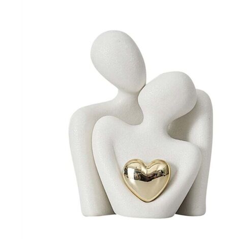 Mini Statue de Couple Meuble TV Décor Sculpture Abstraite Blanc A (1/4)
