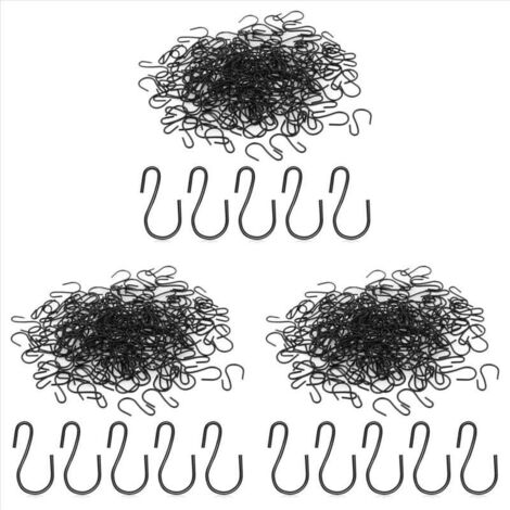 360 mini crochets en S de 2,5 cm, petits crochets décoratifs en métal pour l'artisanat (noir) (1/4)
