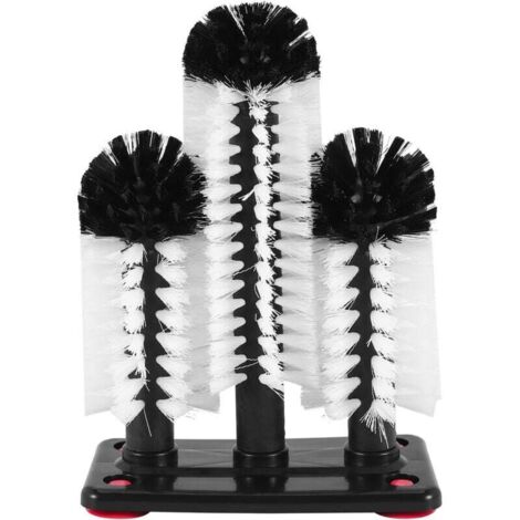 Laveur De Verre 3 Brosse Brosses À Laver En Avec Base D'Aspiration Nettoyant Bar Pour Bar, Cuisines, Verres Vin Rouge, Tasse (1/4)