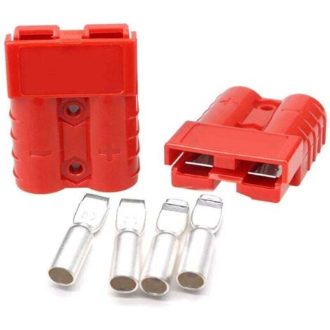 2 Pièces de Prise Connexion 175A 600V Batterie Connecteur D'Alimentation Treuil Rouge pour un Maximum Fil 1AWG (1/4)