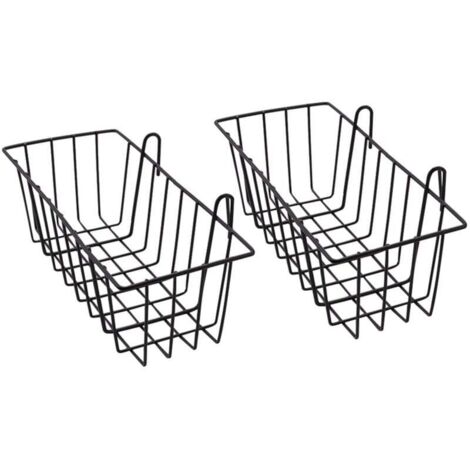 Paquet de 2 Paniers Métalliques Suspendus pour Panneau Grille Murale, Panier Rangement Mural en Grille, Présentoirs à Cuisine, Maison