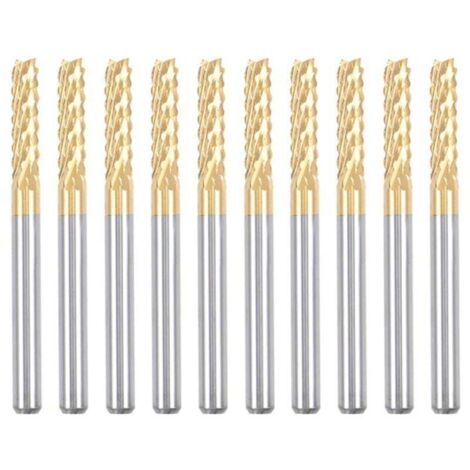 Fraises à graver en carbure de titane, 10 pièces, fraises CNC pour machine PCB, tige de 3 mm, revêtement en titane (1/4)
