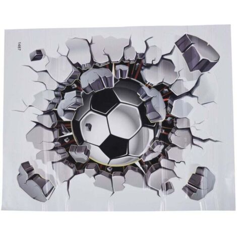 3D Autocollant De Mur Football Pvc Art Soccer Crack Décalcomanie Chambre Garçons (1/4)
