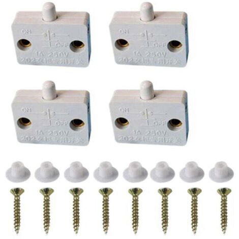 Lot de 4 interrupteurs pour portes d'armoires, tiroirs, lampes, ouverture et fermeture, compatibles avec 12 V, 24 V, 110 V, blanc (1/4)