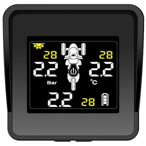 Système de surveillance de la pression des pneus sans fil solaire pour moto, moniteur TPMS, écran LCD, 3 capteurs externes (1/4)