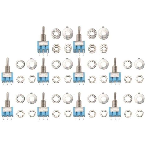 10 PièCes SPDT Mini Interrupteur à Bascule 3 Broches 2 Positions ON/ON Miniature 6A 125V AC -102 (1/4)