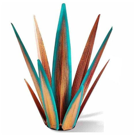 Grande Sculpture Rustique Tequila, Plantes D'Agave en MéTal pour Patio ExtéRieur, DéCoration D'IntéRieur Peinte à la Main 55Cm