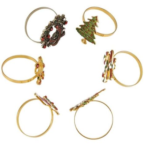 6 PièCes Anneaux de NoëL Porte- Couronne pour la DéCoration Table DîNer FêTe Vacances (1/4)