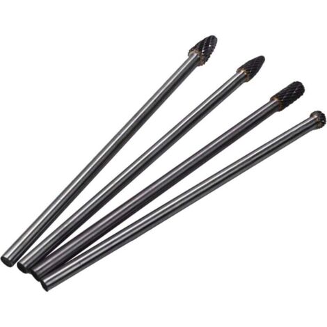4 Pièces Longue Portée Fraise Rotative Double Coupe en Tungstène Peu de Carbure Tige 1/4 Pouce 6 Pouces