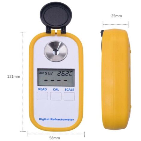 Grid Cool – Réfractomètre numérique portable 4-en-1 – Mesure miel, degré de sucre, humidité – Plage 0-90% – Précision ±0,2% – ATC 10-40°C