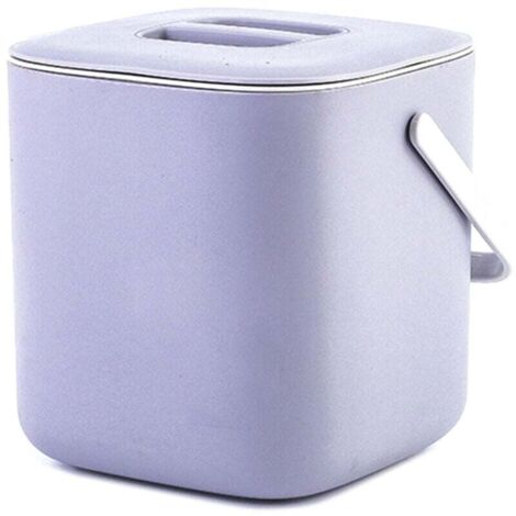Poubelle de cuisine en plastique avec égouttoir et accessoires pour déchets alimentaires - Gris clair (1/4)
