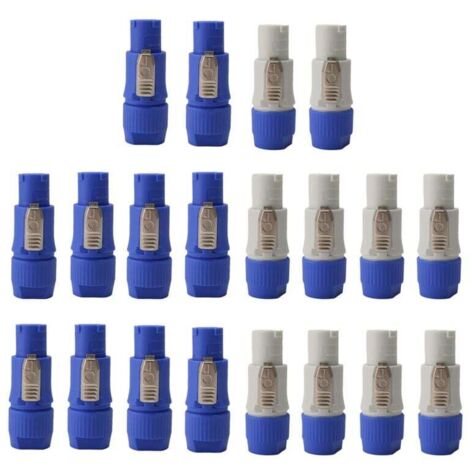 20 PièCes NAC3FCA NAC3FCB Prise Haut-Parleur 3 Broches Connecteur Powercon Mâle 20A 250V AC de D'Alimentation Bleu et Gris Blanc (1/4)