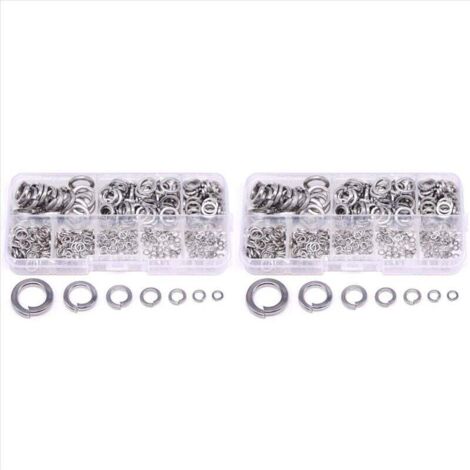 Rondelles à ressort, assortiment de rondelles en acier inoxydable 304 (820 pièces, 8 tailles) (1/4)