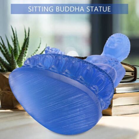 Beby Statue Bouddha Médecine Tibétaine Résine Translucide Bleue - Décoration Spirituelle