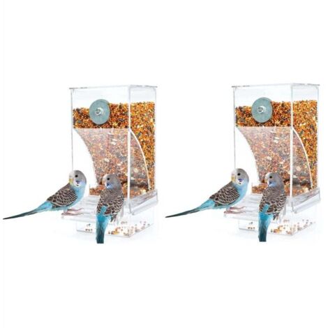 2 Pièces Mangeoires à Oiseaux Cage D'Alimentation pour Transparent Conteneur de Graines Perruche Mangeoire Alimentaire (1/4)
