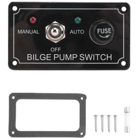Panneau de Commutateur Pompe Cale Marine à Fusible DC 12 V avec Voyant LED Interrupteur Bascule Manuel/ArrêT/Automatique 3 Voies (1/4)
