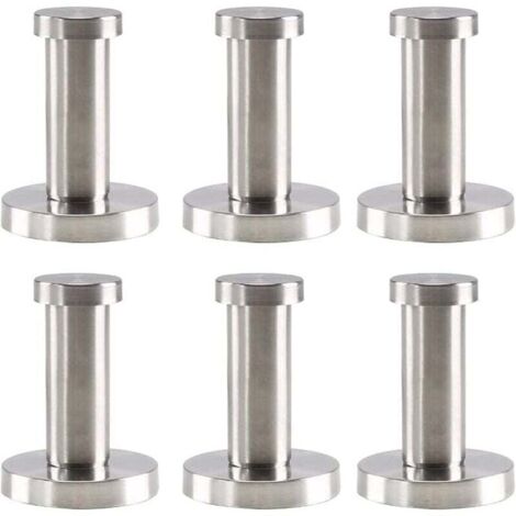 Lot de 6 crochets muraux en acier inoxydable ronds argentés, crochets muraux en acier inoxydable pour salle de bain, 52 mm, crochets muraux pour peignoir, serviette, manteau, chambre à c (1/4)