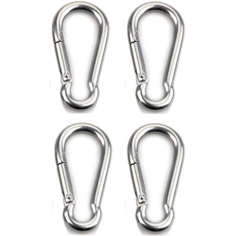 4pcs Mousqueton de Fixation pour Charges Lourdes, Sports, Chiens de Serrure, Hamac Balançoire, en Acier Inoxydable 304, 6mm Épaisseur (1/4)