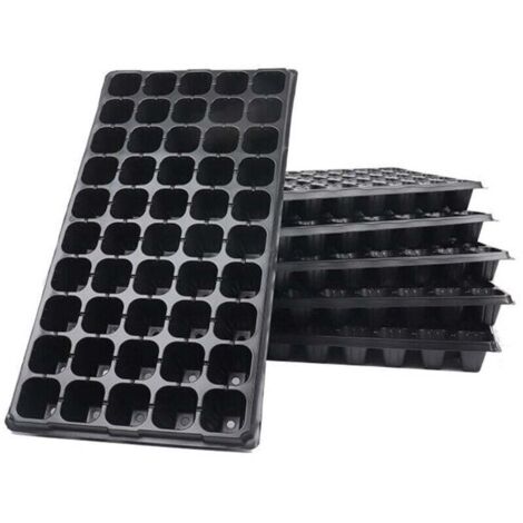 50 plateaux de semis minces avec dôme et base pour serre - Mini propagation pour la culture des graines (noir/6 pièces) (1/4)