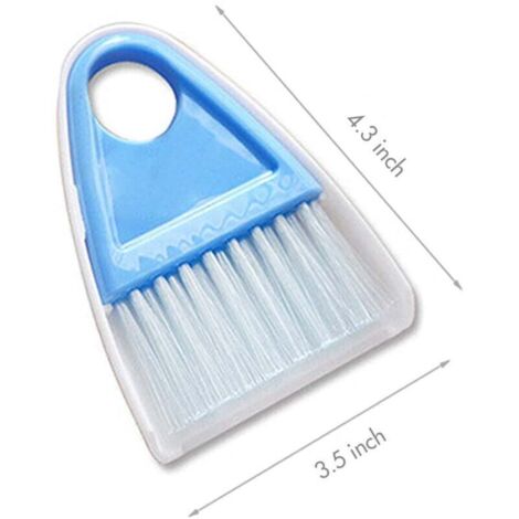 Mini balai et pelle à poussière pour table de nettoyage, clavier, poils d'animaux domestiques et petits dégâts - 1 paquet bleu et blanc (1/4)