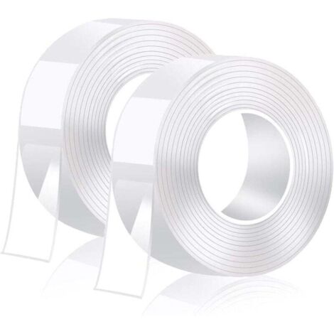 2 ruban adhésif double face ultra - fort, Nano - ruban lavable transparent, gel double face antidérapant amovible Multi - fonction réutilisable sans rail (épaisseur de couche unique 2mm2 (1/4)