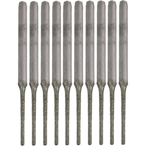 Lot de 10 forets prolongés à pointe argentée en diamant, pour percer des trous sur des minéraux, perles, agates, bijoux, argent (1/4)