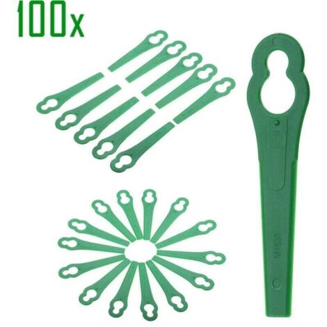 Lames en Plastique 100 Pcs Lames de Tondeuse pour Jardin pelouse Tondeuse Accessoires, Lames en Plastique de Rechange pour Coupe-Bordures,vert (1/4)