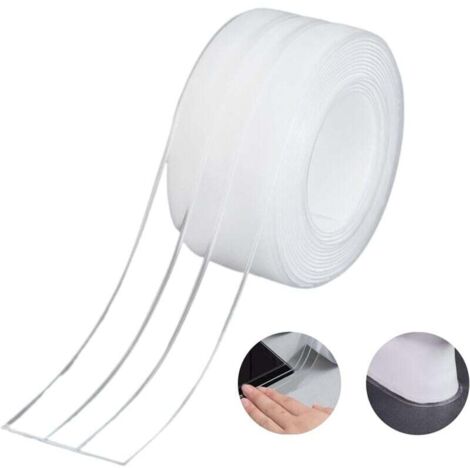 Bande d'Étanchéité,Salle de Bain Joint Double Pli Ruban Baignoire Auto-Adhésif/Imperméable Mildiou Prévention Cafard pour Cuisine Évier 38mm 3.2m - Transparent (1Pack) (1/4)