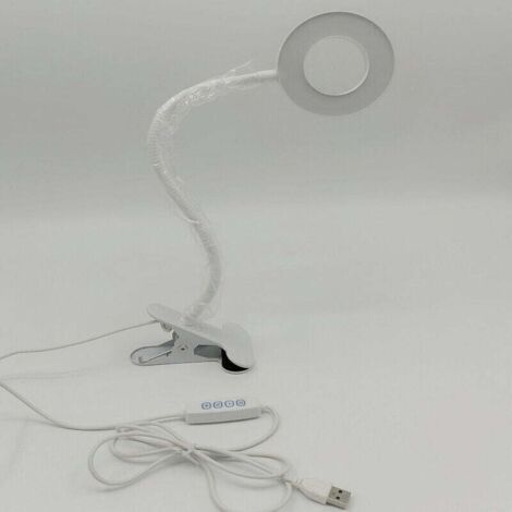 Lampe de Bureau Pince Lampe de Lecture Clipsable Luminosité Réglable Lampe Pince pour Lit Lampe Bureau Led USB pour Étude et Travail, Blanc