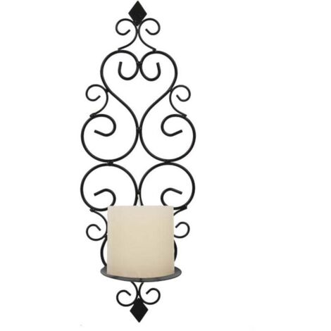 Bougie Appliques décoration Murale : bougeoirs muraux bougeoirs Fer volutes Accents décoratifs muraux Noir (1/3)