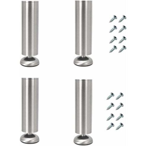 4 Pièces Pieds D'armoire Réglables En Hauteur Pieds De Table En Acier Inoxydable Argente Canape Lit 94901672