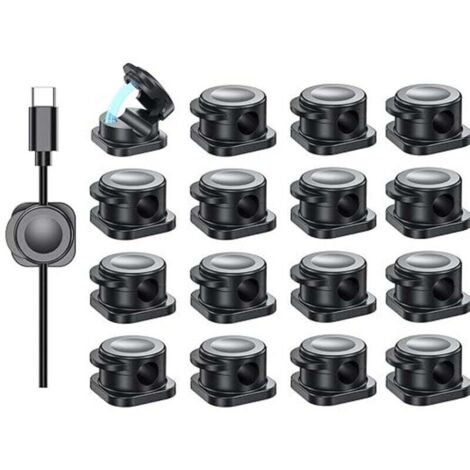 Clips de Gestion de Câbles Magnétiques 8 Pièces Clips Câble Organisateur, organisateur cable Magnétique pour HDMI, USB, Câbles Audio - Noir (1/4)
