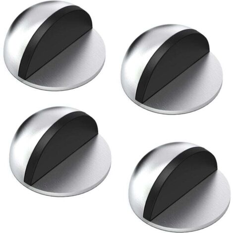 Arrêts de Portes, Lot de 4 Arrêts et Butées de Porte en Acier Inoxydable avec pare-chocs en caoutchouc, Stop-Porte Adhésif pour tous les sols durs (1/4)
