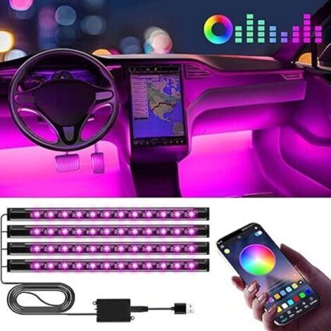 Éclairage intérieur de voiture, lumières LED, accessoires de voiture, cadeaux pour hommes, maman, cadeaux de fête de grand-mère pour femmes, contrôle d'application d'accessoires de voitur (1/4)