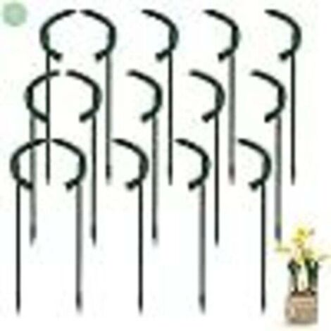 15 Pcs Piquets de Support pour Plantes Tuteurs pour Plantes Demi-Ronds Support de Cage pour Plantes Anneau de Support de Plante de Jardin Réglable pour Légume Plante Fleur (25 14cm), Ver (1/4)