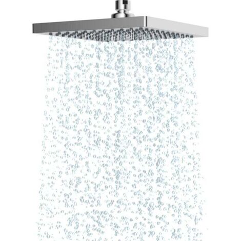 Tete de Douche Pluie, 8 Pouces (20x20cm), Pommeau de Douche Fixe Carrée Anti Calcaire, Pomme de Douche en Acier Inoxydable et Haute Pression, Angle Réglable et Pivotant, Chrome (1/4)