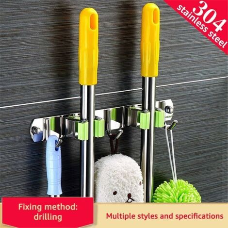 MUSEDAY 5Pcs Accroche Balai Porte Balai Mural Ajustable - Support Rangement Balai Mop Cuisine Jardin Garage - Charge 20kg