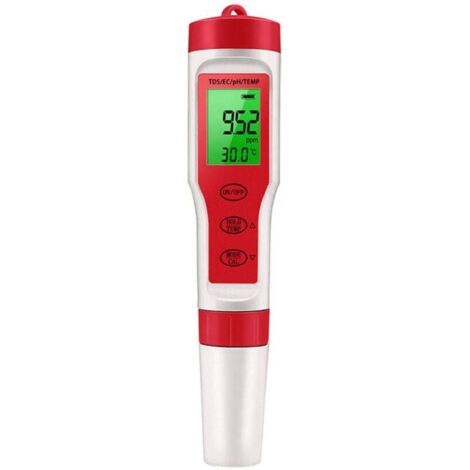 Lecteur de pH pour l'eau, testeur de pH de l'eau Haute précision 4 en 1 pH numérique,Outil d'essai EC TDS, détecteur de compteur de température pour l'eau à domicile, hydroponie, aquariums, piscines (1/4)