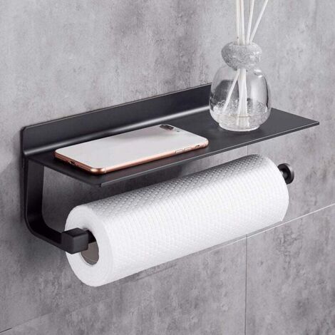 Porte Sopalin Mural Essuie Tout Distributeurs Dérouleur Essuie Tout 33cm, Métal, Porte-Papier de Cuisine Noir (1/4)