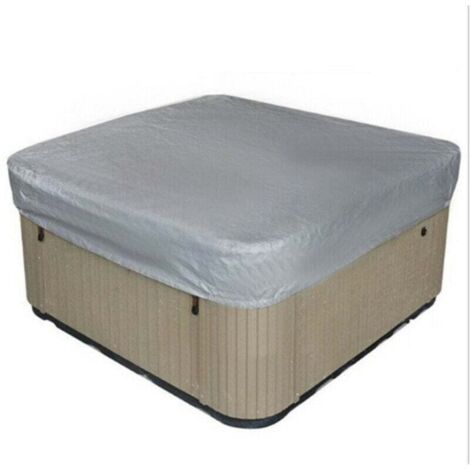 Déstockage Bache d'extérieur pour Spa Housse de Bain à Remous Carrée Etanche Couverture de Spa en Tissu Polyester 190T Anti-poussière Anti-UVavec Un Sac de Rangement ,Gris 207×207×30cm (1/3)