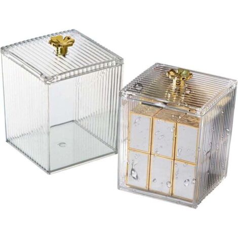 2 Pièces Distributeur Coton Tige, Rangement Coton, Boite Coton Tige, Bathroom Organizer, Boite Maquillage Rangement Salle de Bain pour Toilettes, Salle de Bain, Chambre à Coucher (1/4)