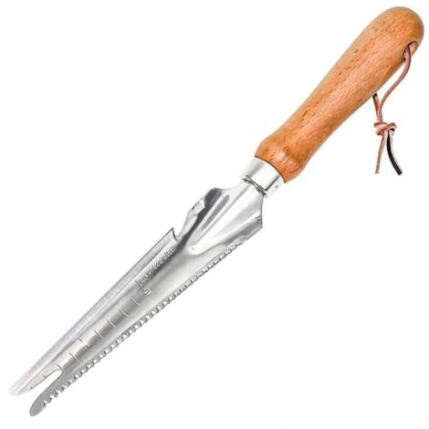 Désherbeur Manuel 34 cm Pelle De Désherbage Acier Inoxydable avec Poignée Bois Extracteur De Mauvaises Herbes Outil de Tonte de Jardin pour Creuser l'herbe (1/4)