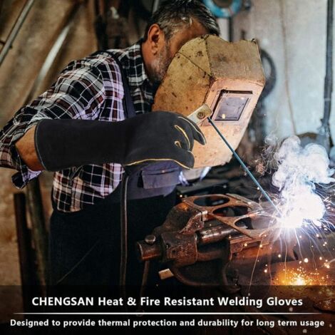 Gants De Soudage En Cuir Rouge Résistant à La Chaleur Jusqu'à 500°C - Protection Haute Température