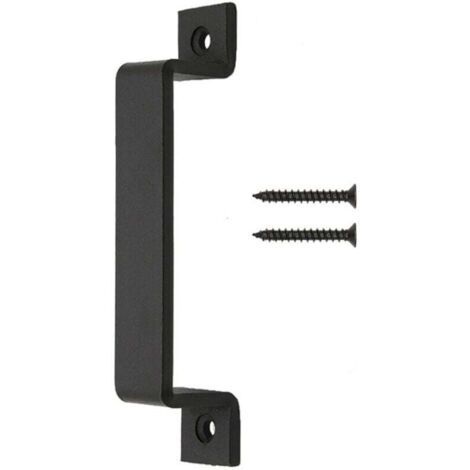2pcs Poignée de porte de grange Poignée de porte en acier noir massif (le noir)160mm (1/4)