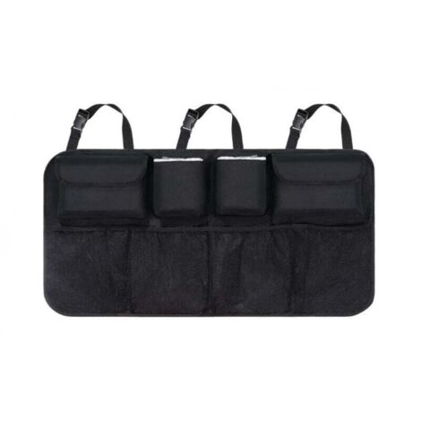 Organiseur de Coffre de Voiture en Maille avec 8 Poches, Sangle réglable et 3 Rubans de Fixation, Organisateur Voiture Enfant Convient pour SUV, MVP (1/4)