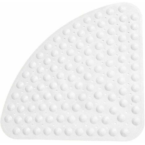 Tapis de douche douche antidérapant, quart de cercle, coin, tapis de bain tapis de bain avec ventouses pour baignoire douche 54 x 54 cm - blanc (1/4)